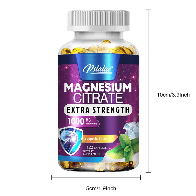 Magnesium Citrate 1000mg - Maximum Absorption for Muscle, Nerve, Bone and Heart Health - 120 Capsules