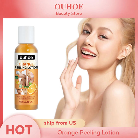 Orange Peeling Lotion Gentle Exfoliating Fading Dark Spots for Body Relieve Dry Skin Moisturize Brightening Skin Tone Care Cream