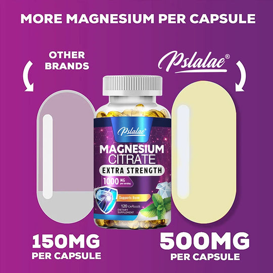 Magnesium Citrate 1000mg - Maximum Absorption for Muscle, Nerve, Bone and Heart Health - 120 Capsules