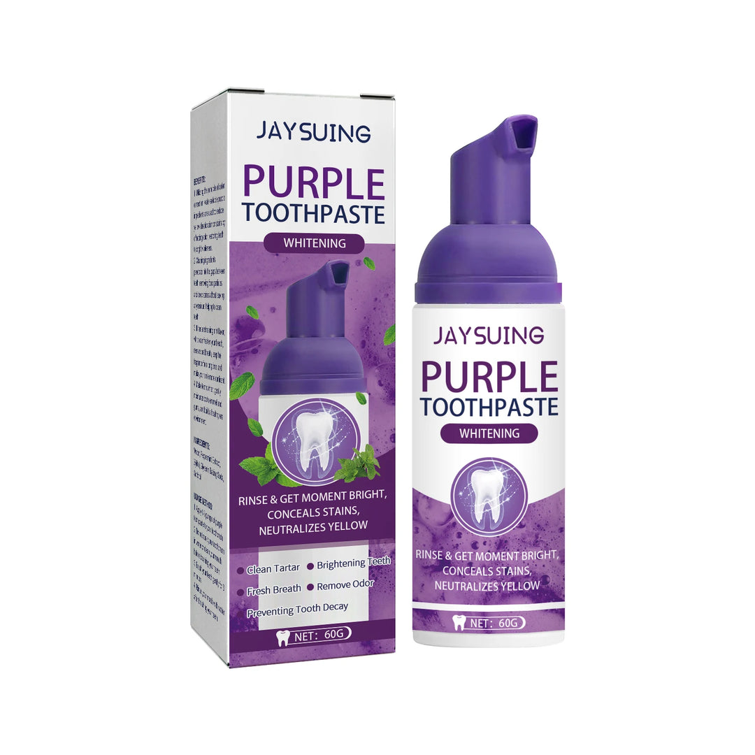 Gums Care Mint Teeth Whitening Mousse Yellow Cleaning Tooth Stains Desalinating Oral Odor Remove Purple Toothpaste 60ml