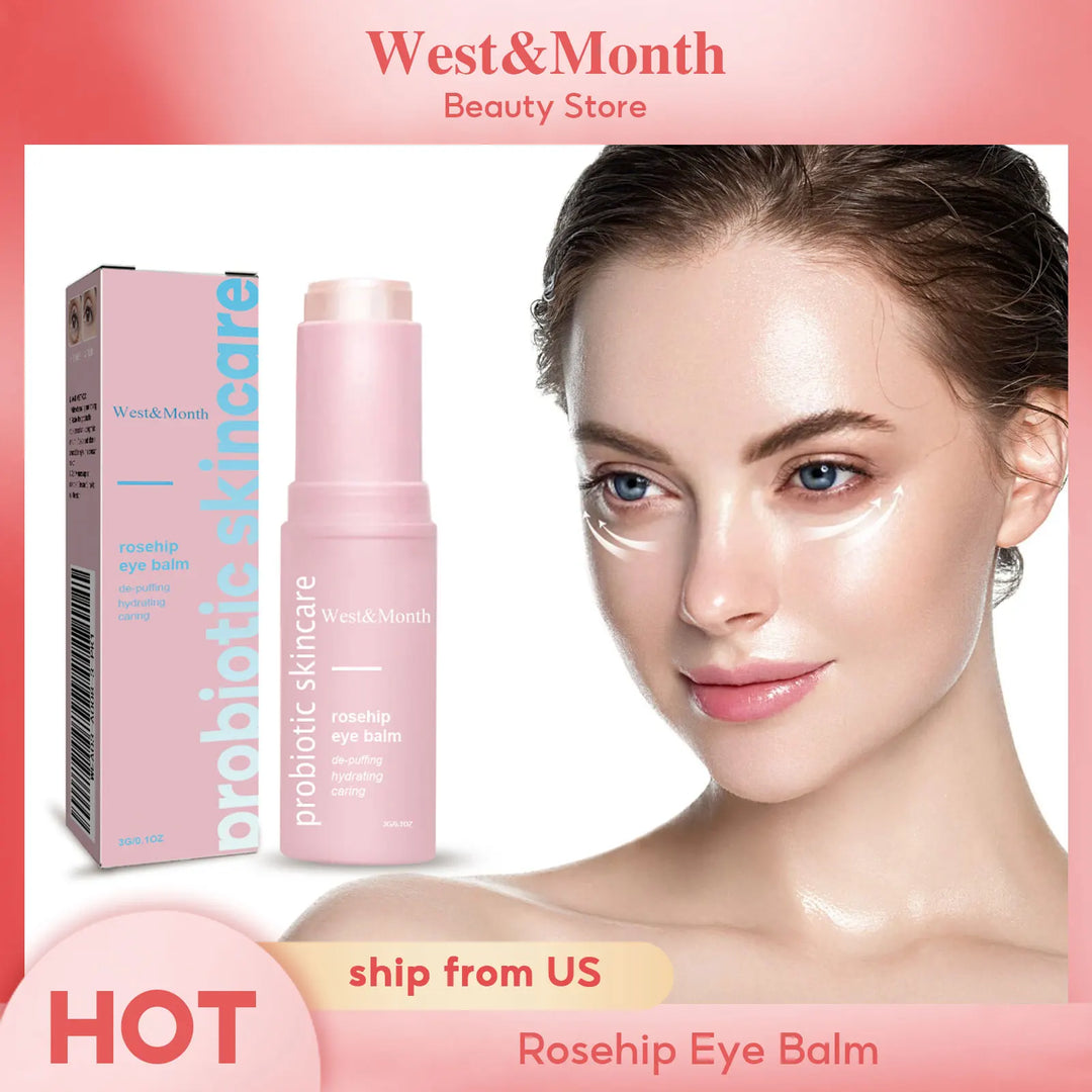 Rosehip Brightening Eye Balm Glowing Repair Under Eye Cream Stick For Instant Wrinkle Eye Bags Dark Circles Puffiness Removal