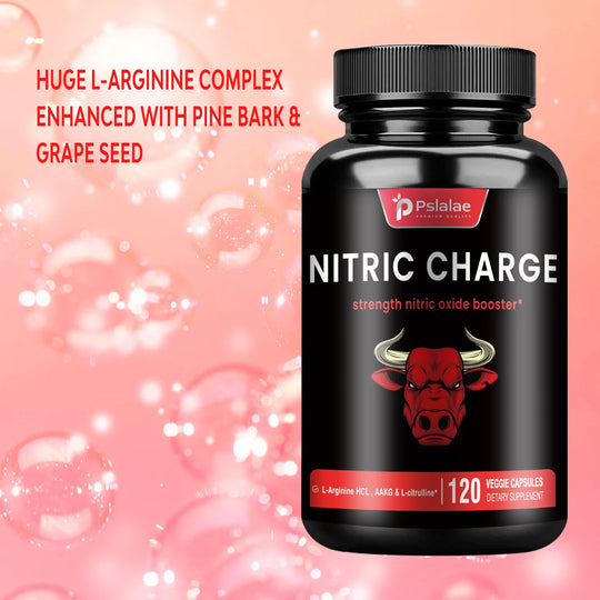 Nitric Charge - with L-Arginine, L-Citrulline - Improve Endurance, Muscle Mass, and Athletic Performance - 120 Capsules