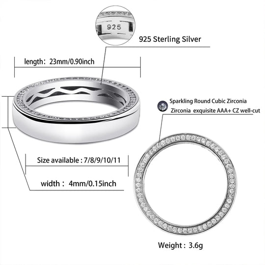 Couple Rings 4mm/6mm 925 Sterling Silver Rings Top Brand Fine Jewelry High Quality Ice Out Bling Round Pattern