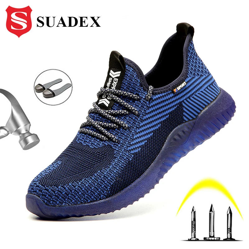 Men Steel Toe Safety Work Shoes Breathable Lightweight Comfortable Industrial Construction Puncture Proof Anti slip