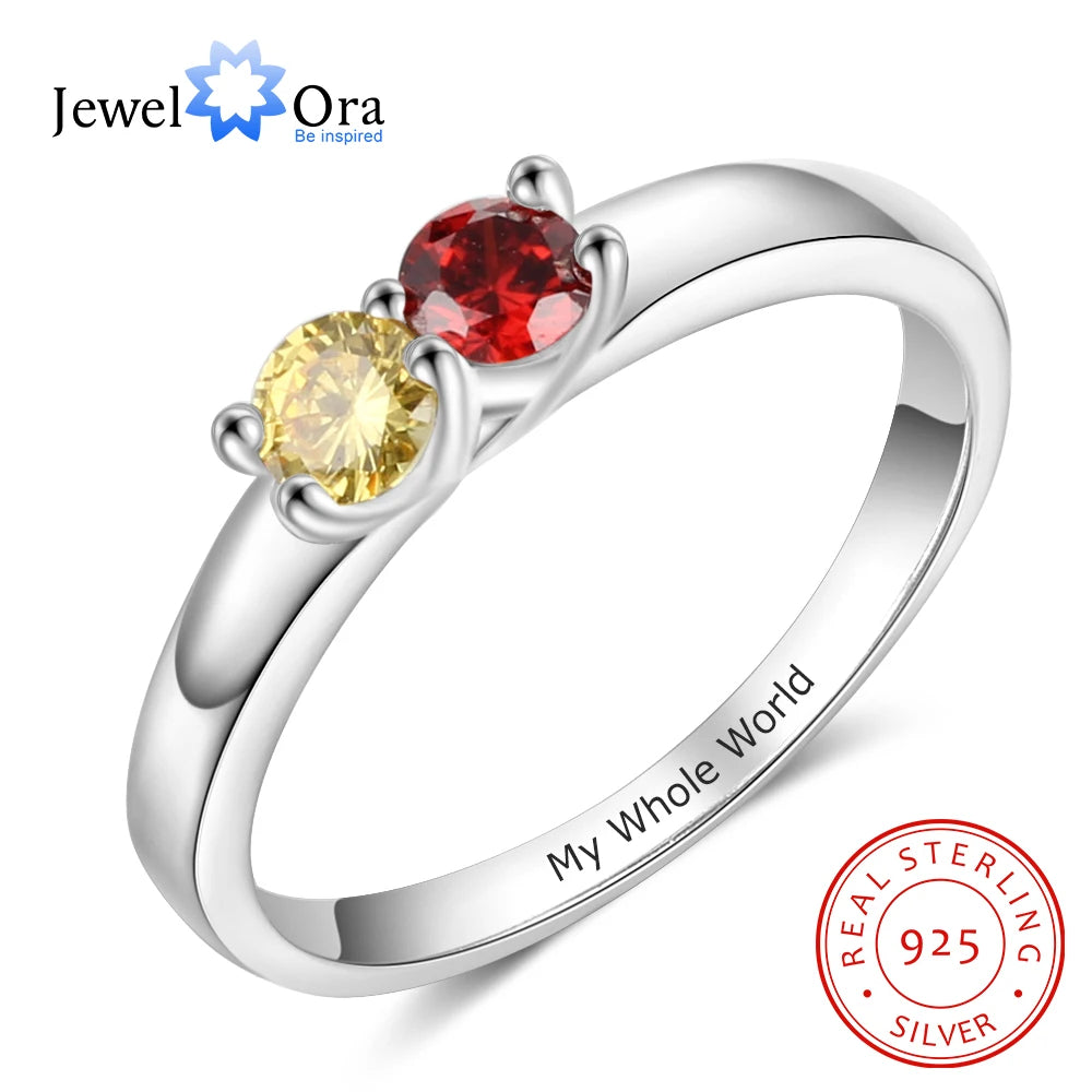 925 Sterling Silver Custom Name Rings for Women Personalized Engraving Mothers Ring with Birthstone Silver 925 Fine Jewelry