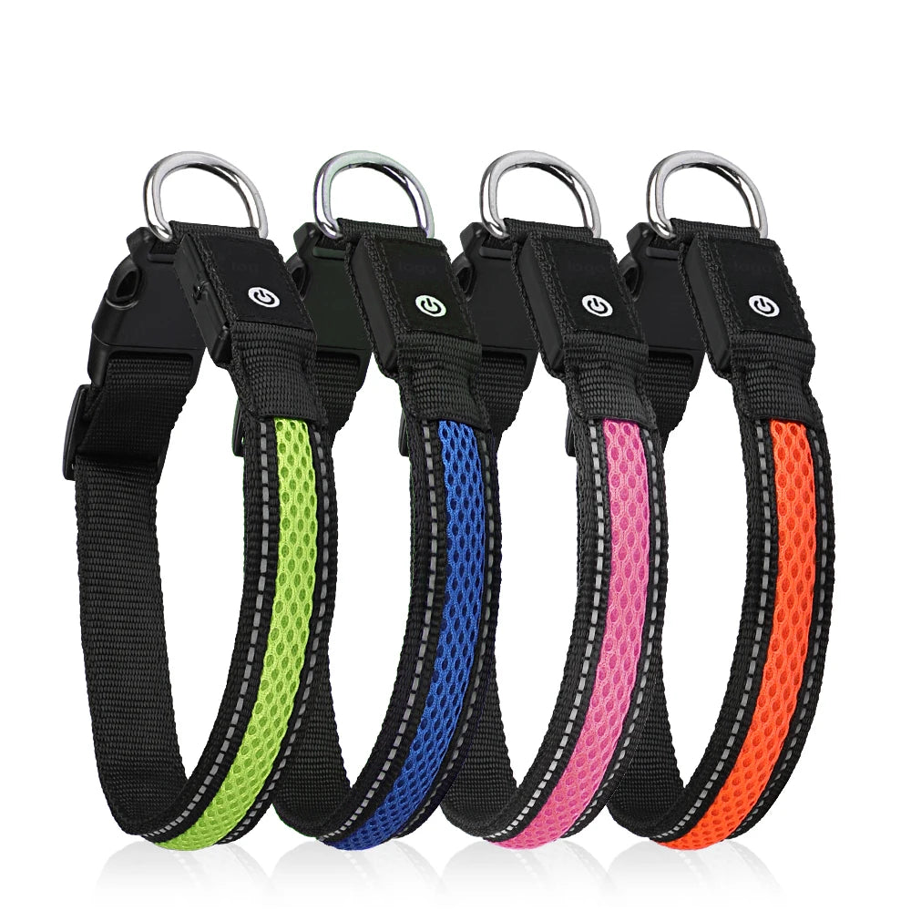 LED Dog Collar Luminous Pet Products Safety Stylish Flashing Glow Necklace Waterproof Reflective