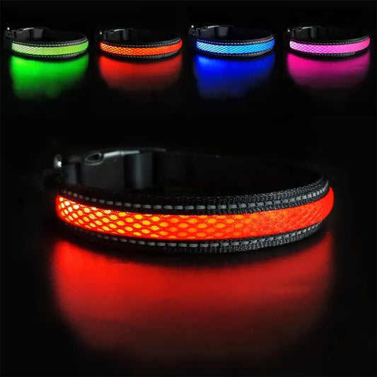 LED Dog Collar Luminous Pet Products Safety Stylish Flashing Glow Necklace Waterproof Reflective