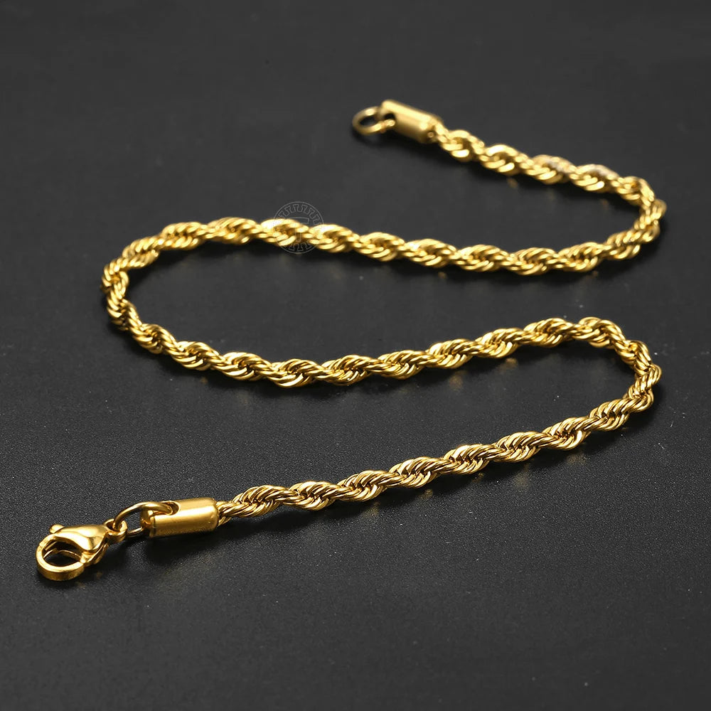 4Pcs/Lot Rope Figaro Curb Link Chain Anklets For Women