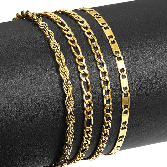 4Pcs/Lot Rope Figaro Curb Link Chain Anklets For Women