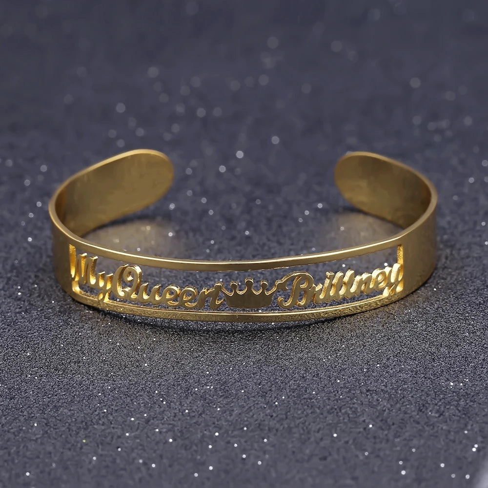 Customized Gold  Name Bangle     High Quality Stainless Steel Personalized ID