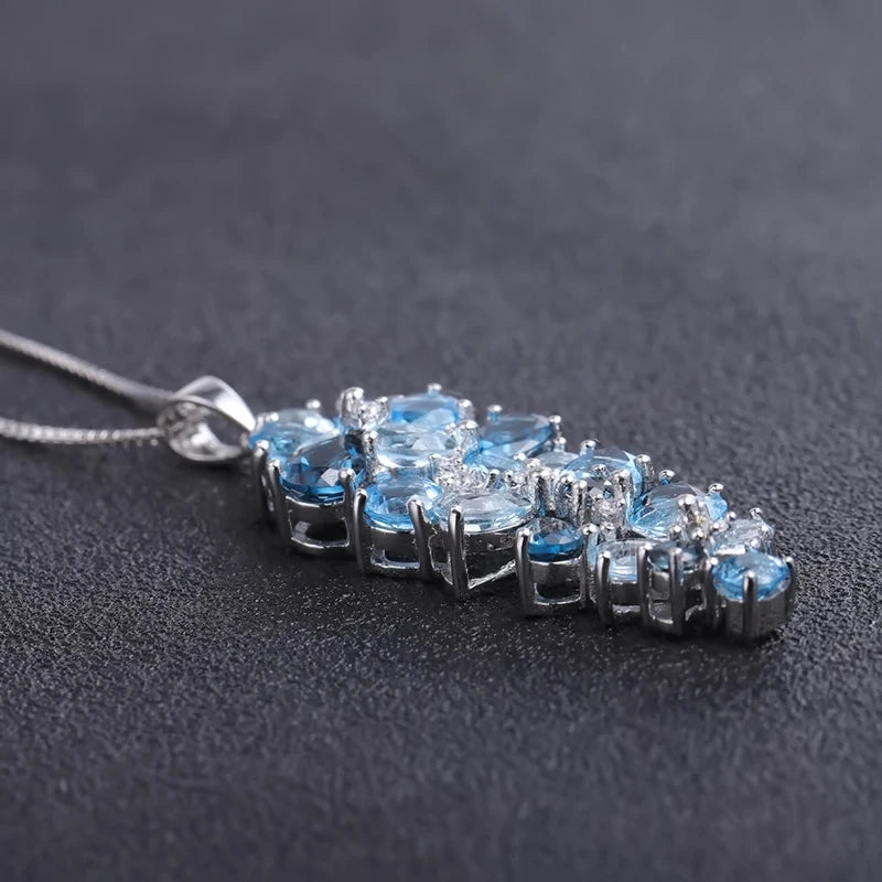 London Blue Topaz Swiss Blue Topaz Sky Blue Topaz Mix Gemstone Pendants For Women  Luxury Jewelry