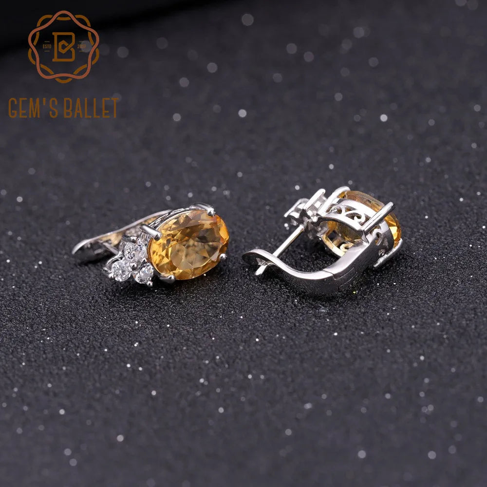 5.21Ct Natural Citrine Gemstone Stud Earrings Solid 925 Sterling Silver For Women Fine Jewelry