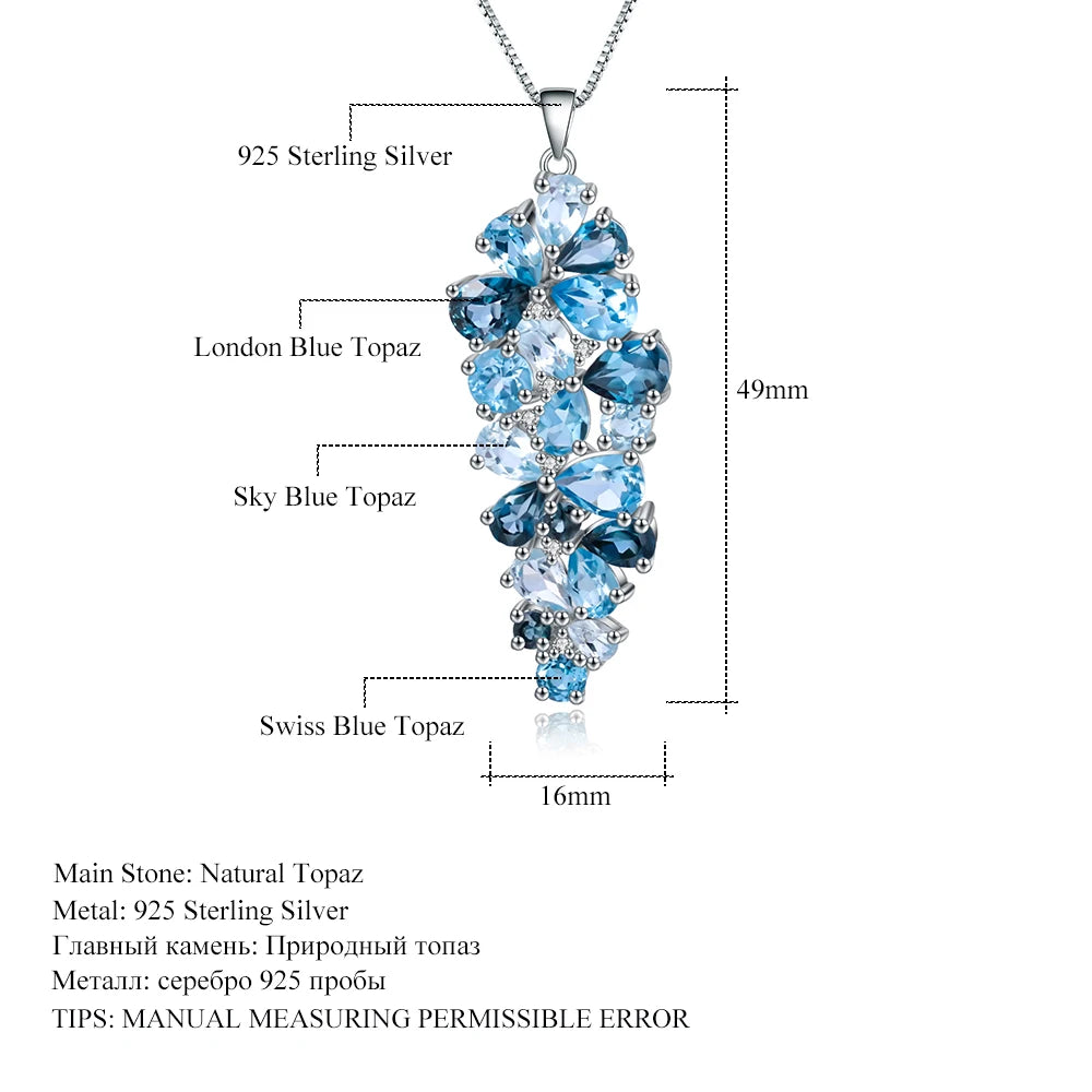 London Blue Topaz Swiss Blue Topaz Sky Blue Topaz Mix Gemstone Pendants For Women  Luxury Jewelry