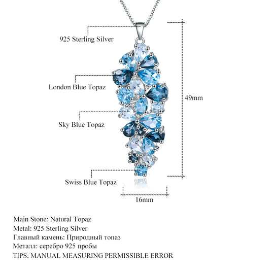 London Blue Topaz Swiss Blue Topaz Sky Blue Topaz Mix Gemstone Pendants For Women  Luxury Jewelry