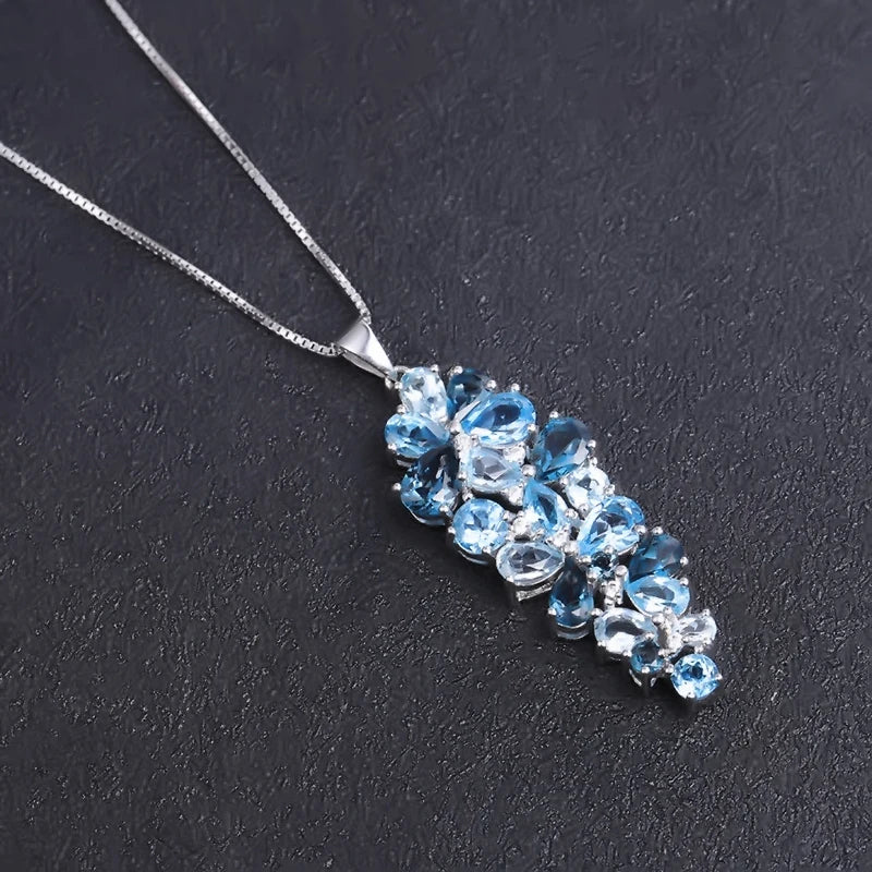 London Blue Topaz Swiss Blue Topaz Sky Blue Topaz Mix Gemstone Pendants For Women  Luxury Jewelry