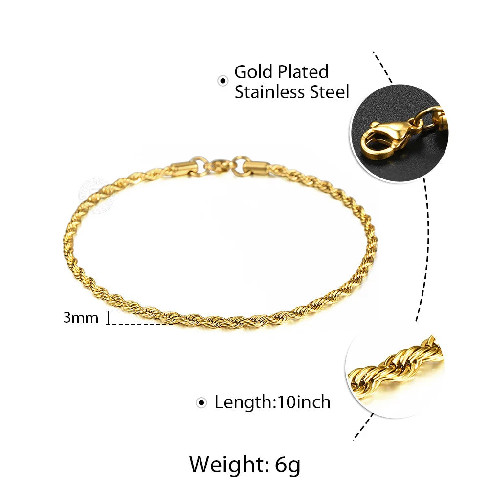 4Pcs/Lot Rope Figaro Curb Link Chain Anklets For Women