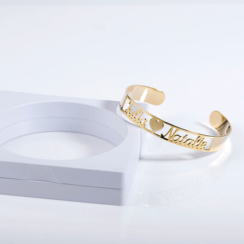 Customized Gold  Name Bangle     High Quality Stainless Steel Personalized ID