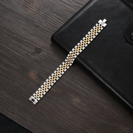 Luxury Gold Color Stainless Steel Bracelet 200mm Wristband Men Jewelry