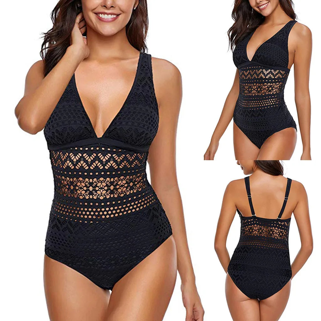 Swimwear Women Push Up Padded One Piece Bathing Suit High Waist