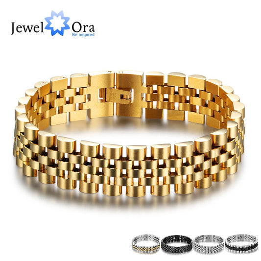 Luxury Gold Color Stainless Steel Bracelet 200mm Wristband Men Jewelry