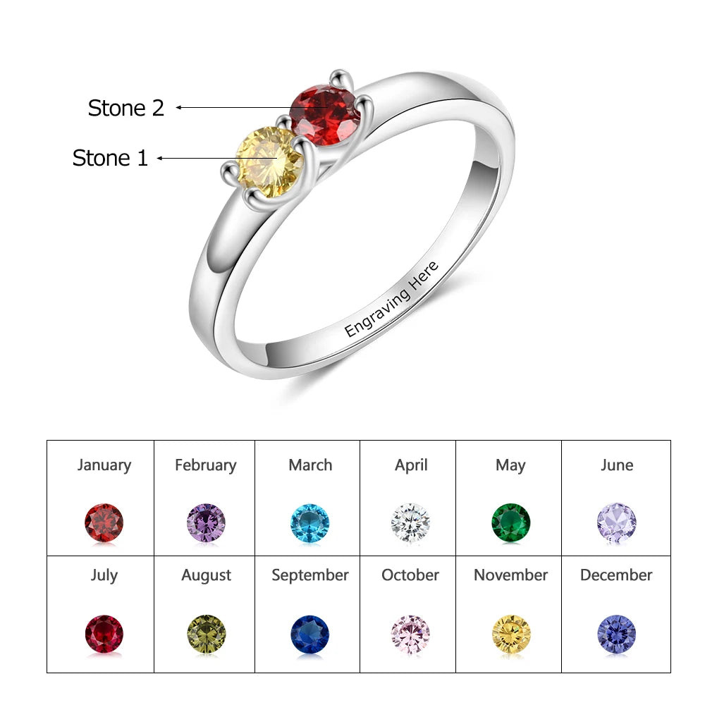 925 Sterling Silver Custom Name Rings for Women Personalized Engraving Mothers Ring with Birthstone Silver 925 Fine Jewelry