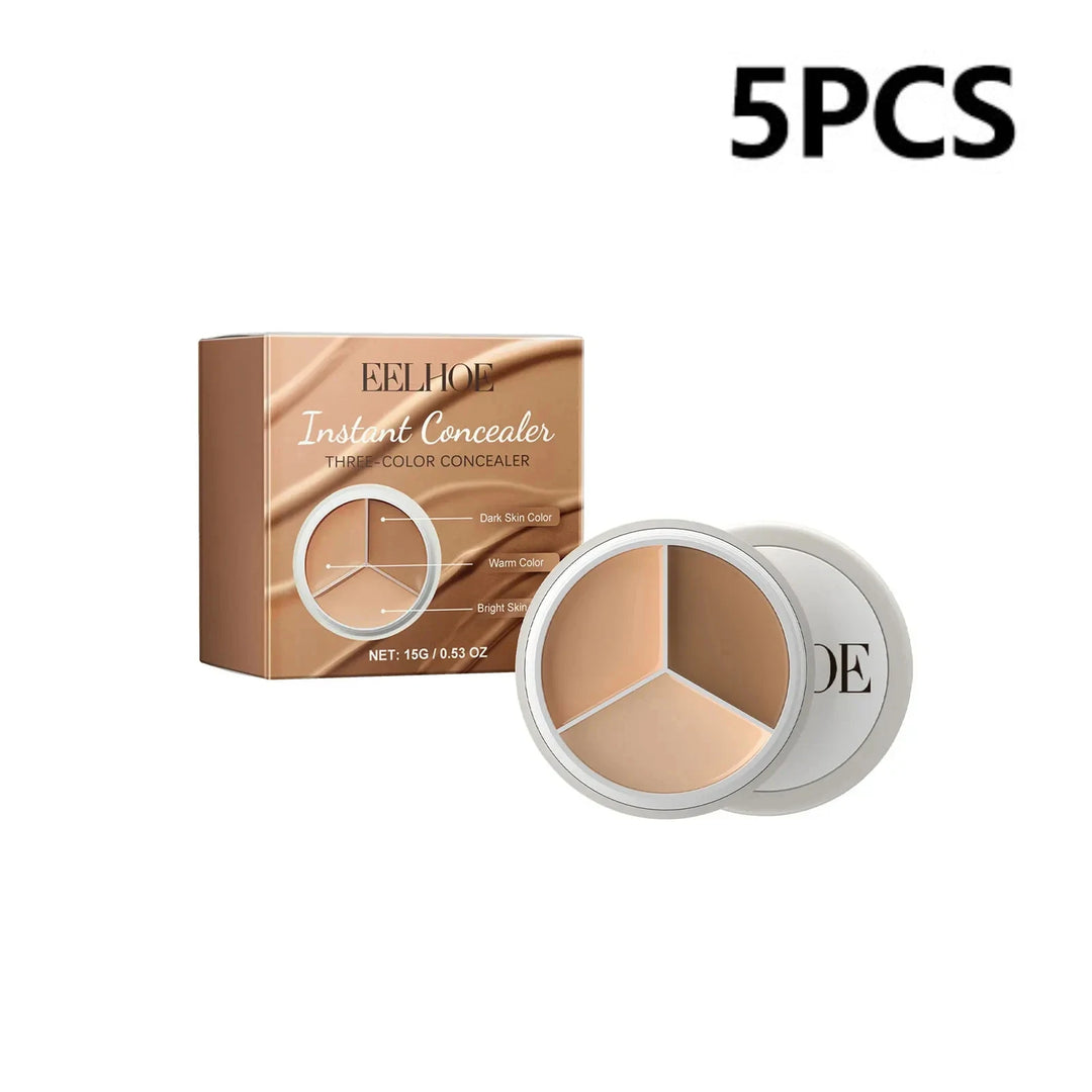 5Pcs 3color Concealer No Creasing Radiant Creamy Concealer Fades Dark Circles Eliminates Spots & Facial Blemish Cover Makeup