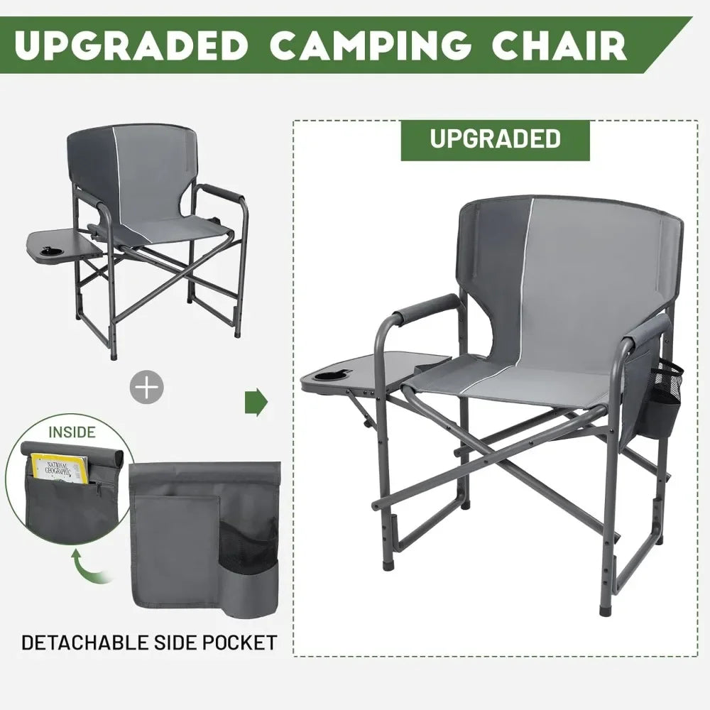 Lightweight Oversized Camping Chair Portable Aluminum with Side Table Detachable Side Pocket