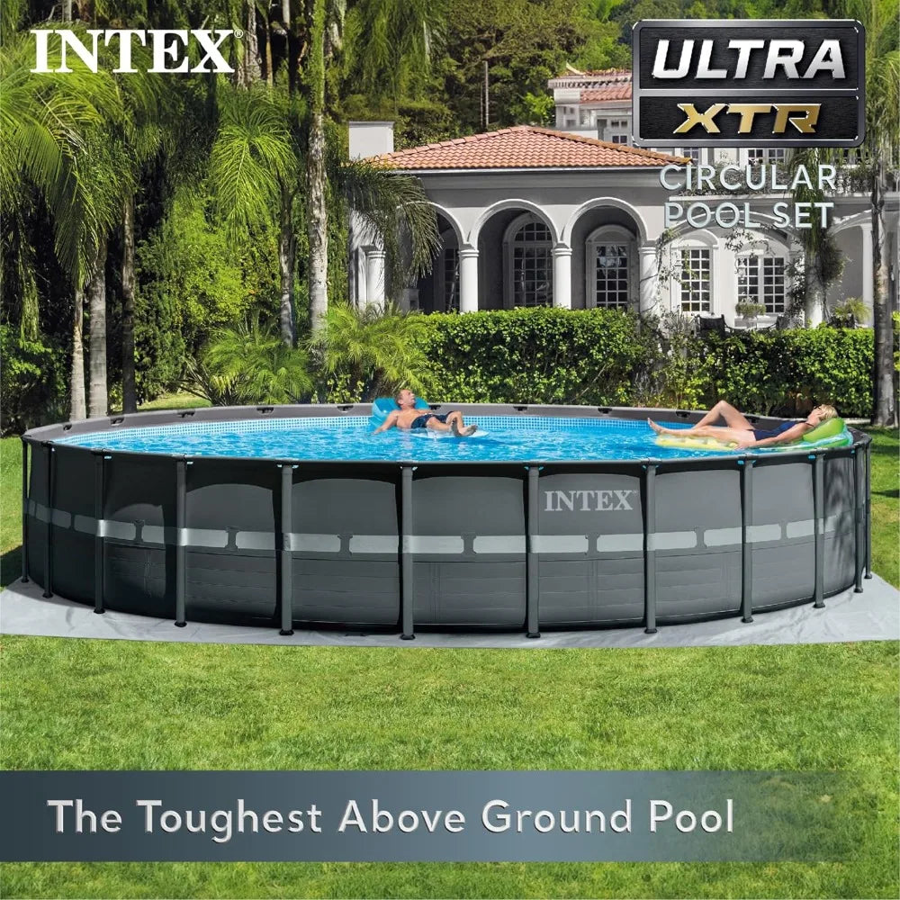 Ultra XTR Deluxe Above Ground Swimming Pool Set: 18ft x 52in – Includes 2100 GPH Cartridge Sand Filter Pump