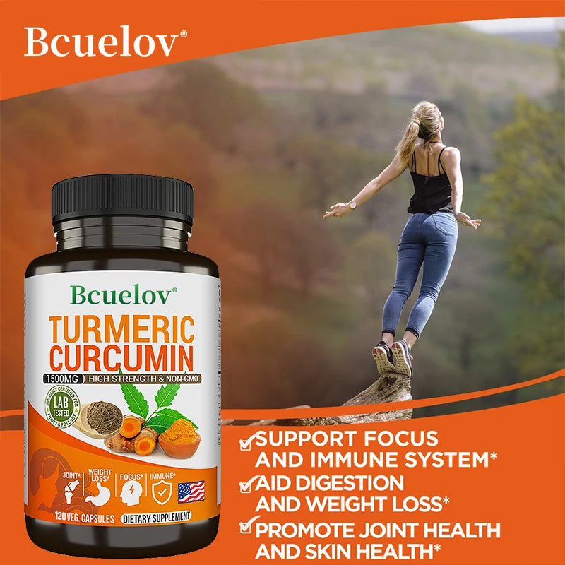 Curcumin Extract with Antioxidant Effects - Bone and Joint Dietary Supplement to Minimize Oxidative Stress - Vegan - Non-GMO