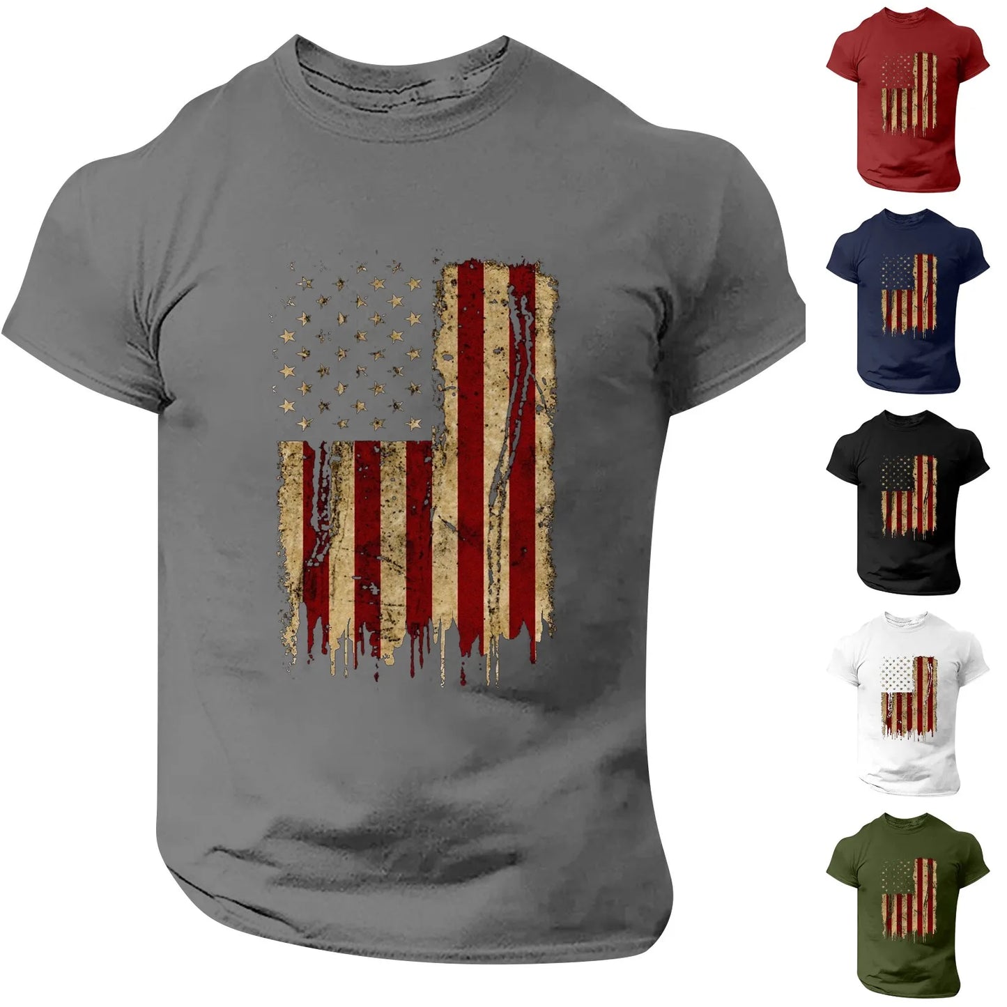 Men's American Flag Graphic Print T Shirt Fashion Sports  Breathable Quick Drying