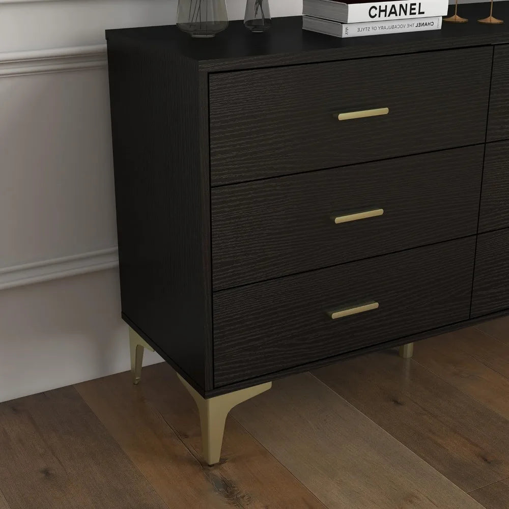 Modern 6 Drawer Wood Dresser