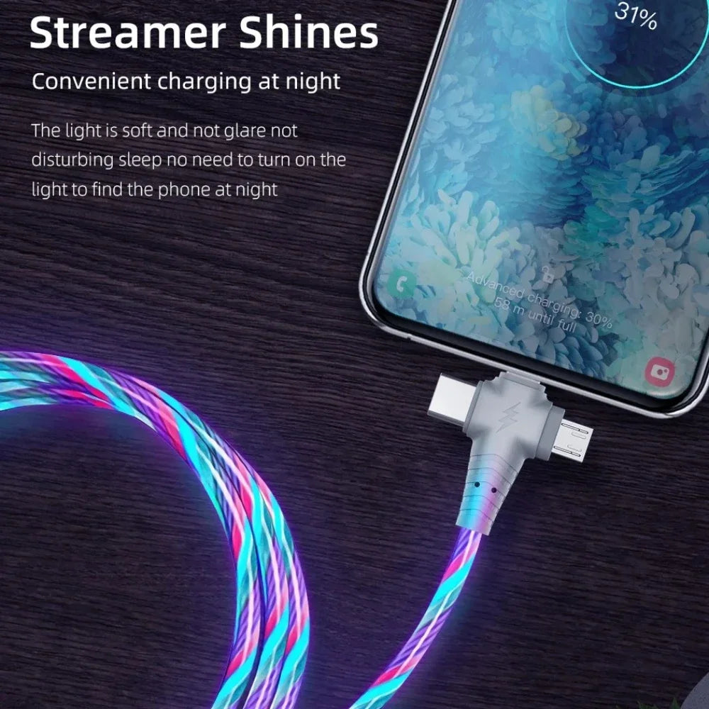 Glowing LED Light 3in1 Fast Charging Cable