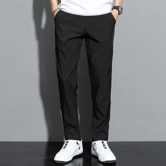 Ice Silk Pants Men's Summer Thin Casual Pants Breathable Strap Loose High Elastic Quick Drying