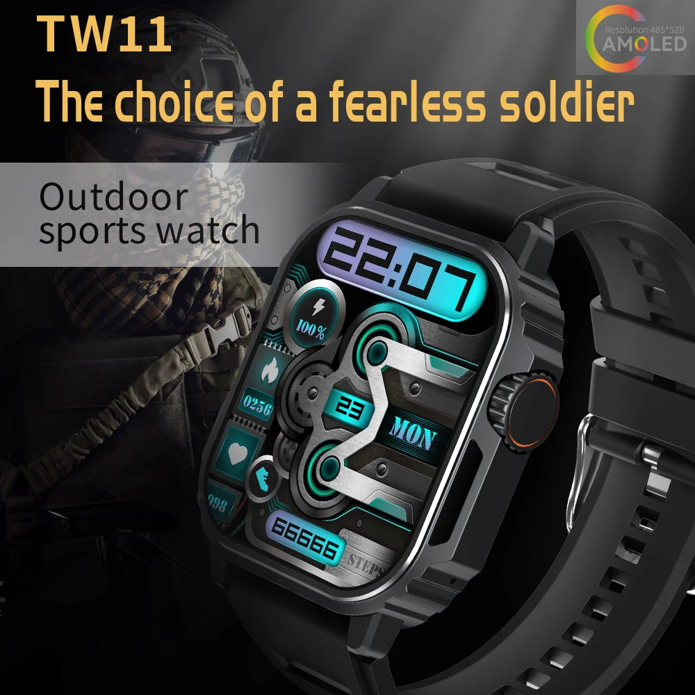 Military Smart Watch Men AMOLED Screen Compass Siri Voice GPS Motion Path Bluetooth Call