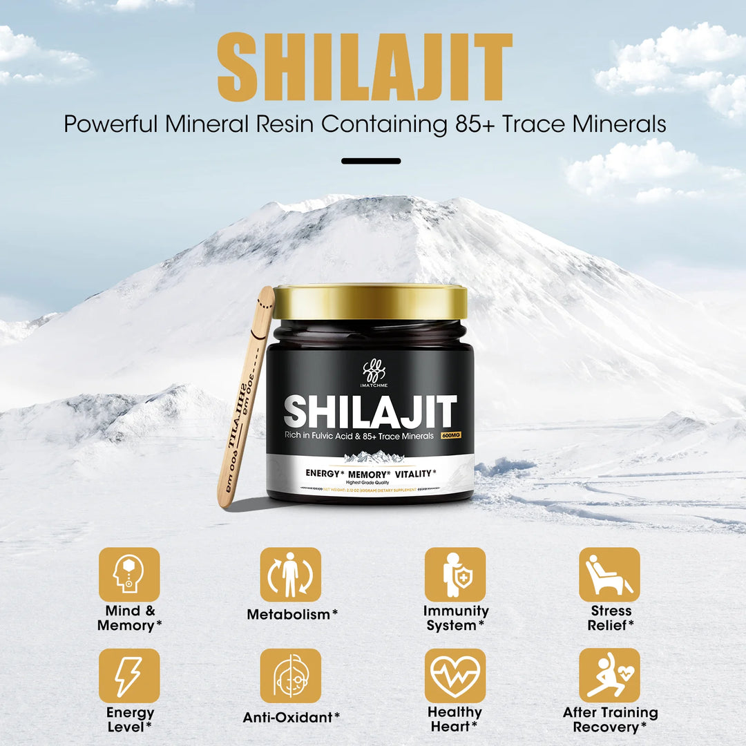 High Purity Original Shilajit Resin Mineral Supplements with 85+ Trace Minerals & Fulvic Acid for Man Energy Stamina