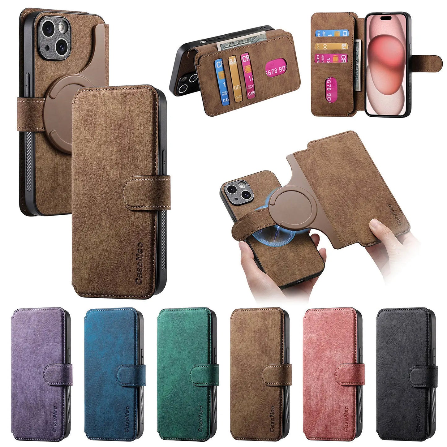 iPhone  Wallet Case, Magnetic Lock & RFID Blocking