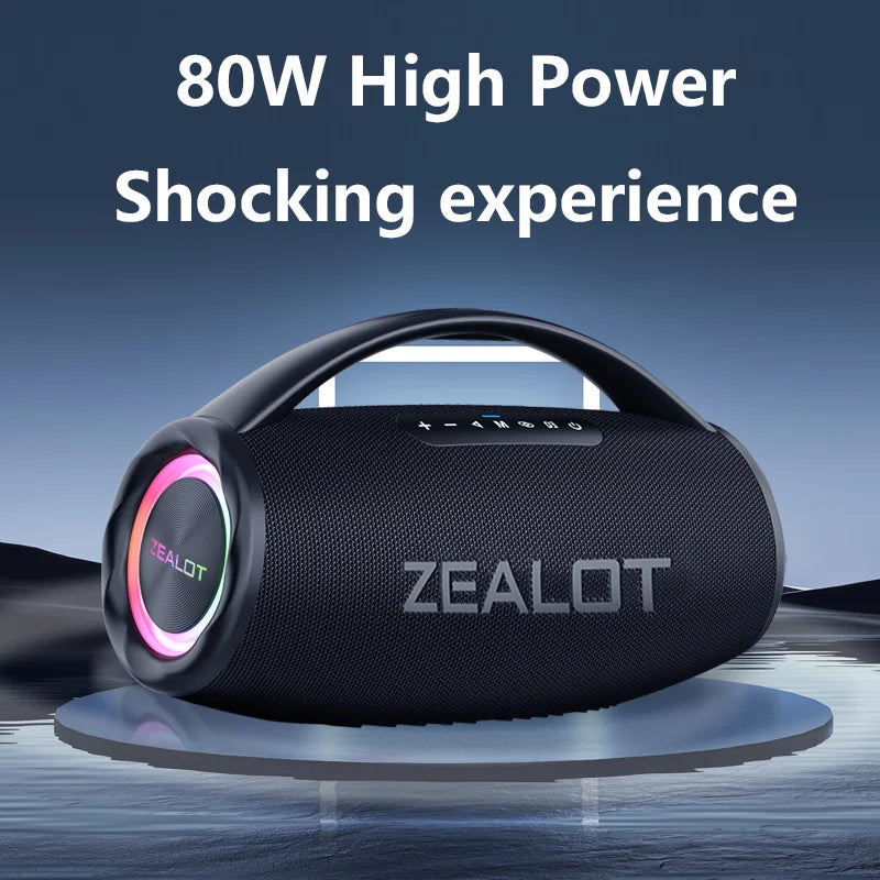 ZEALOT S97 80W Wireless speaker, Outdoor Portable Subwoofer Speaker, Hifi Sound quality,Dual Pairing, Fast Charging,16000mAh.