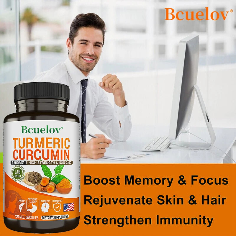 Curcumin Extract with Antioxidant Effects - Bone and Joint Dietary Supplement to Minimize Oxidative Stress - Vegan - Non-GMO