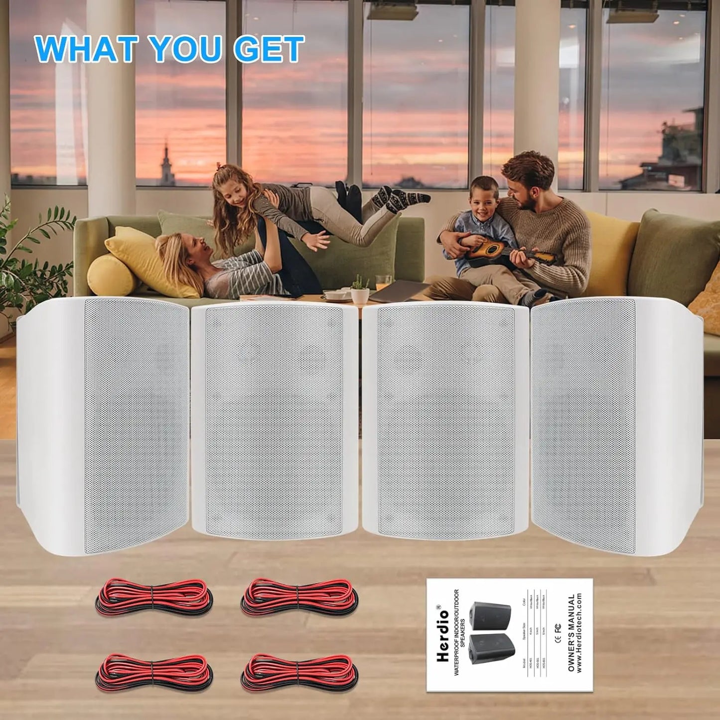 5.25'' 600 Watts Passive Indoor Outdoor Speakers Wired Waterproof Wall Mount Speakers with Loud Volume Perfect For Patio