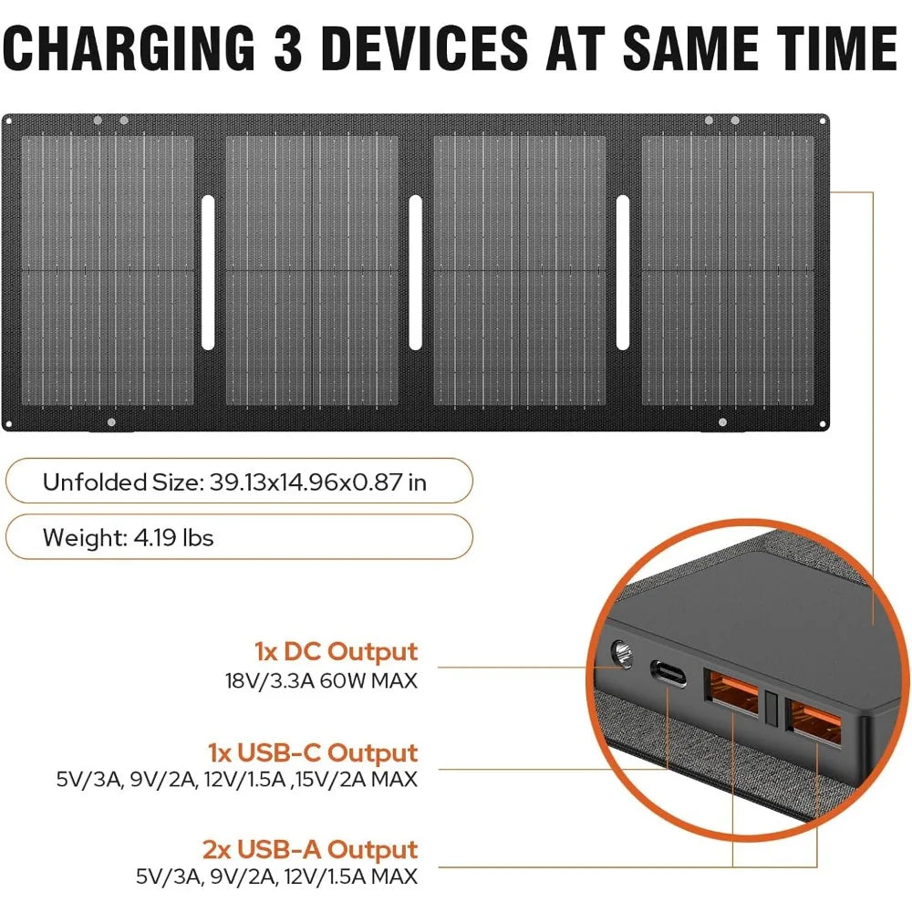 Portable Solar Generator, 300W Portable Power Station with Foldable 60W Solar Panel, for Home Use RV Outdoor Camping