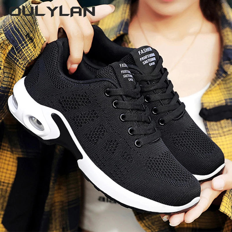 Women's Casual Outdoor Breathable and Lightweight Sports Shoes Women Lace Up Air Cushion