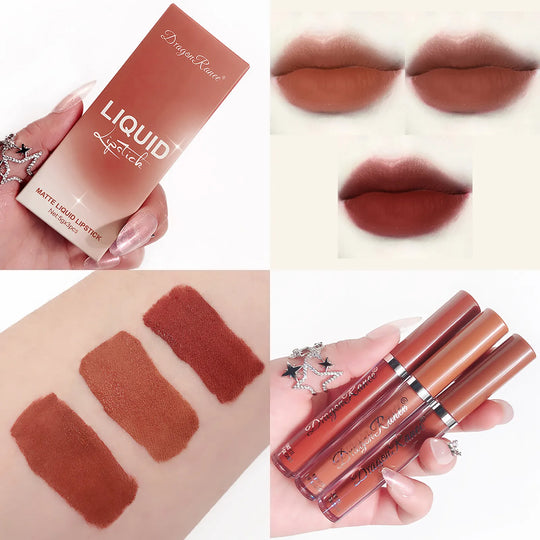 Waterproof Long Lasting Lip Makeup Liquid Sexy Lipstick Red Brown Lip Pigments Gloss 15ML Velvet Nude Lipstick #25