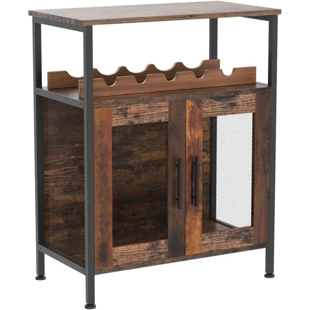 Wine Bar Rack Cabinet with Detachable Wine Rack, Coffee Bar with Glass Holder, Small Sideboard and Buffet