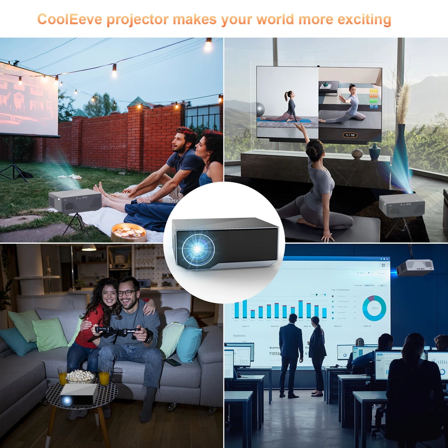 Projector with 5G Wi-Fi Support, Ultra HD 1080P, with 16000 Lumens for Home Cinema, Compatible with Smartphone