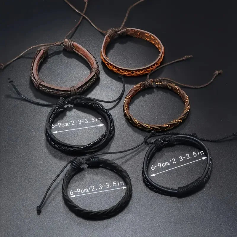 36pcs/set Tree Of Life Men's Retro PU Leather Woven Versatile Bracelet