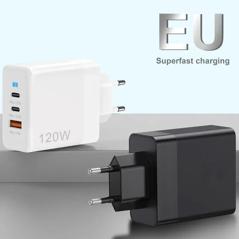 120W GaN USB Fast Phone Charger PD 45W 25W  USB Type C Fast Charging Block with Indicator Light for  Laptop Tablets