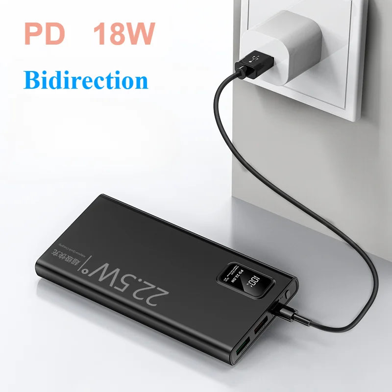 Fast Charging Portable Large Capacity Powerbank 20000mAh USB C 22.5W For iPhone Samsung Xiaomi External Spare Battery