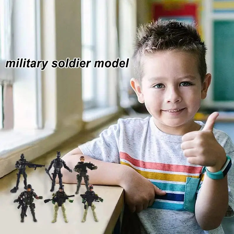 6 Pieces Collectible Soldiers Safe Mini Action Figure Play Set Educational Children Toy