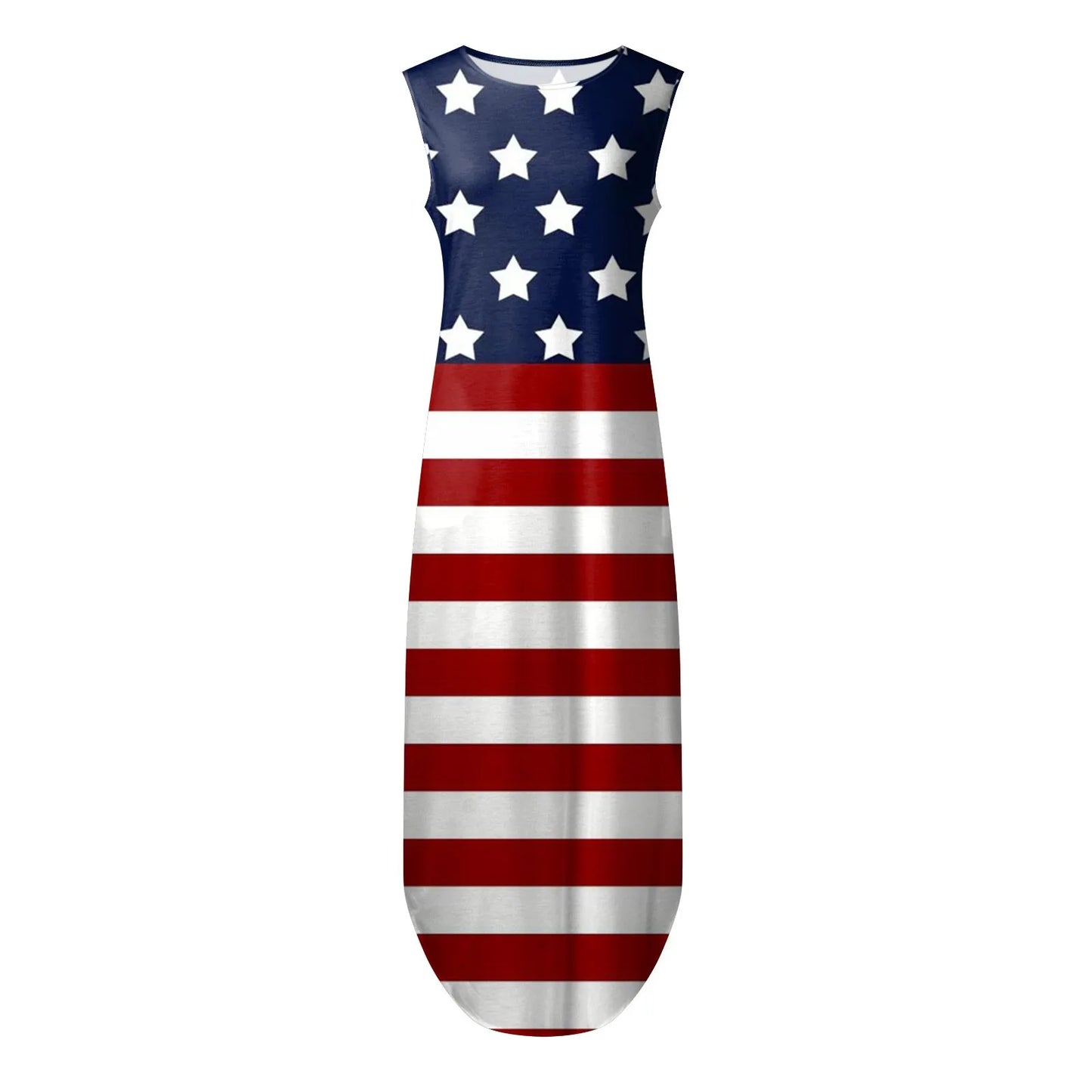 Summer Women's Dresses American Flag Print  Ladies Independence Day Casual Dress O Neck Tank