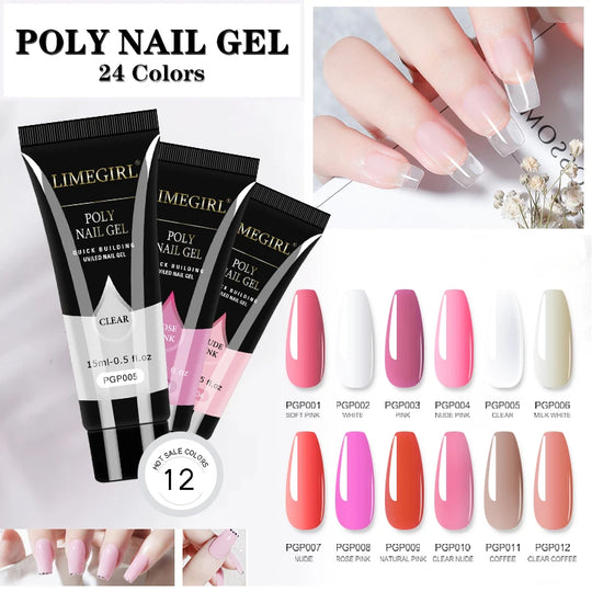 Set for Nail Extensions Quick Building Poly UV Gel Set With 54W UV Lamp Acrylic Extension Gel Nail Polish Kit